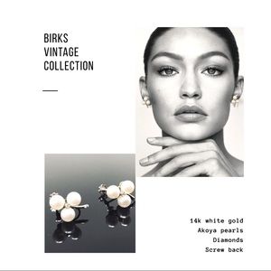 BIRKS 14K Gold Akoya Pearls Diamond Earrings